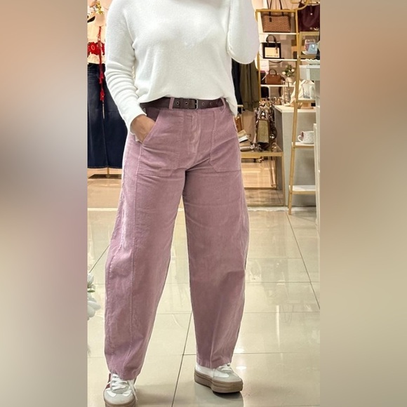 Made in Italy Barrel Corduroy Pants with Belt - Picture 3 of 5